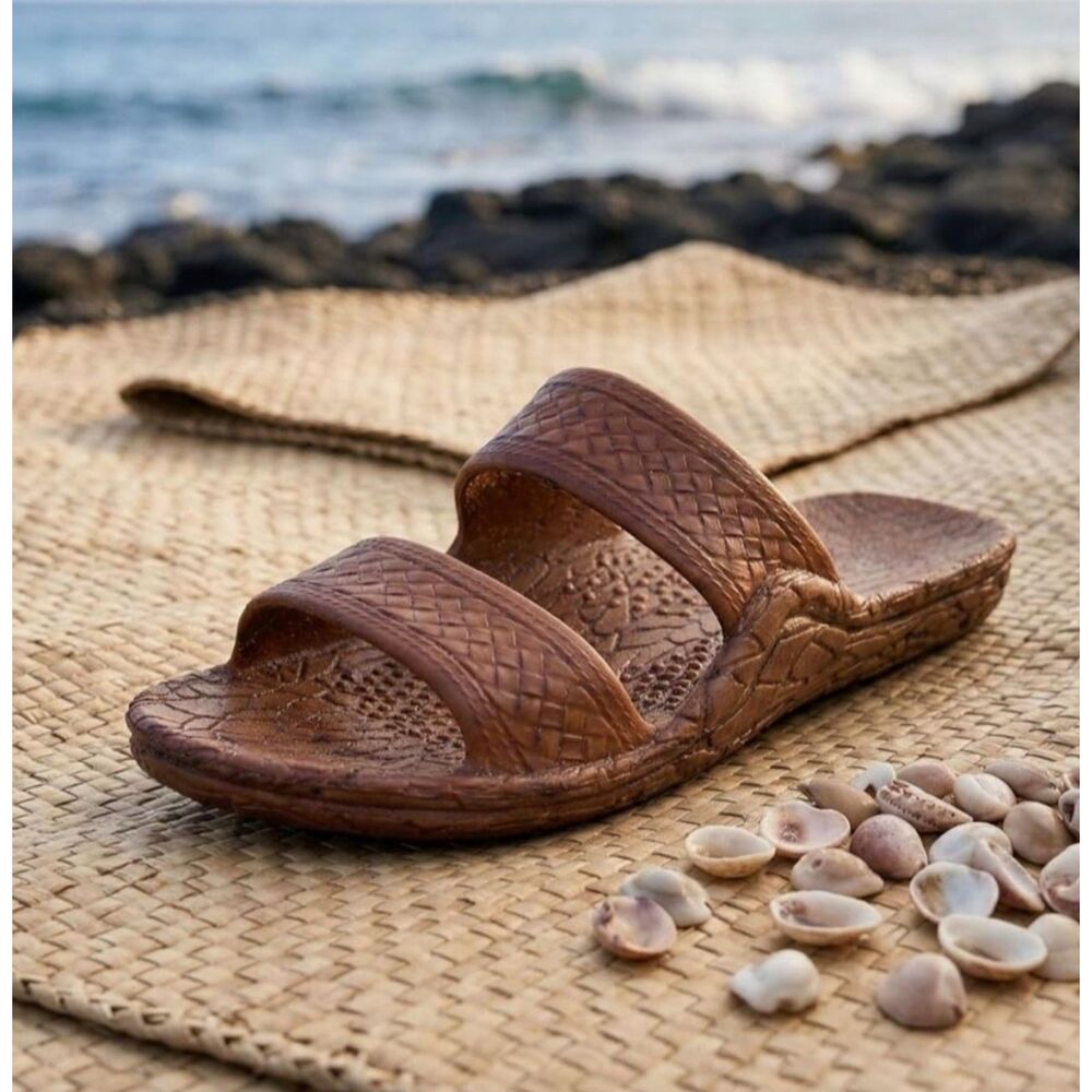 Pali Hawaii Jandal Sandals Size 9 Light Brown Woven Slide Jesus Shoes Taiwan